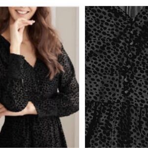 Boden Black V-Neck Bishop Sleeve Sundress